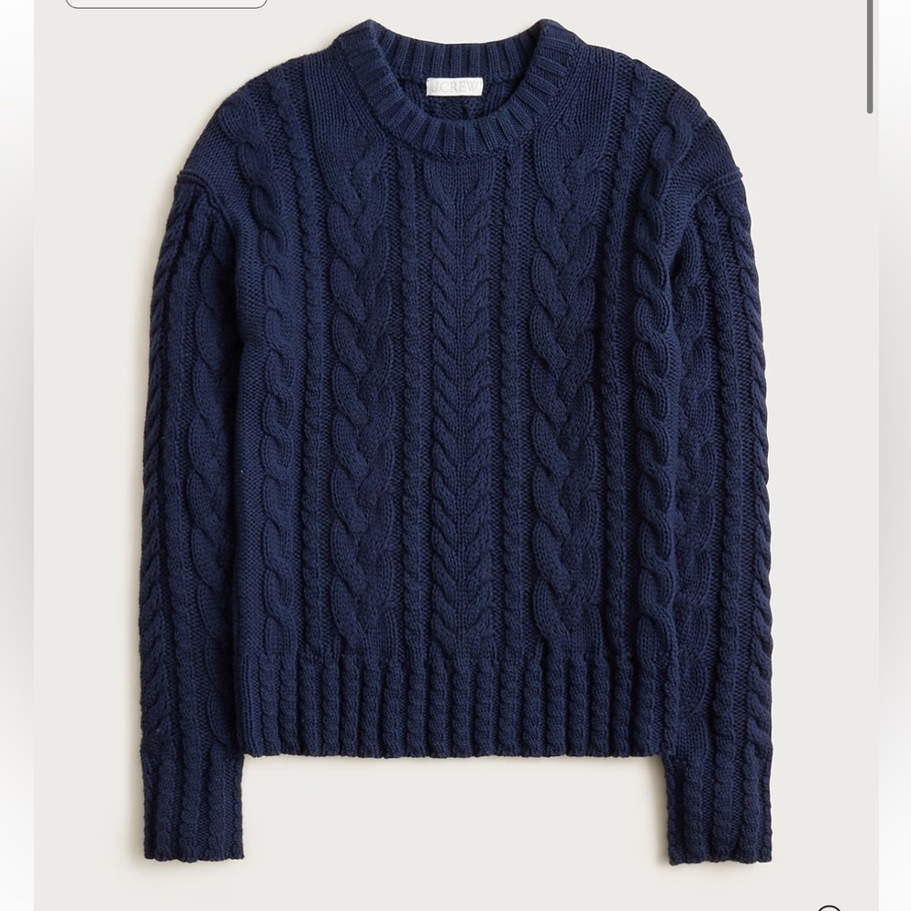 J.Crew Women's Cable-Knit Crewneck Sweater XL in Navy Blue